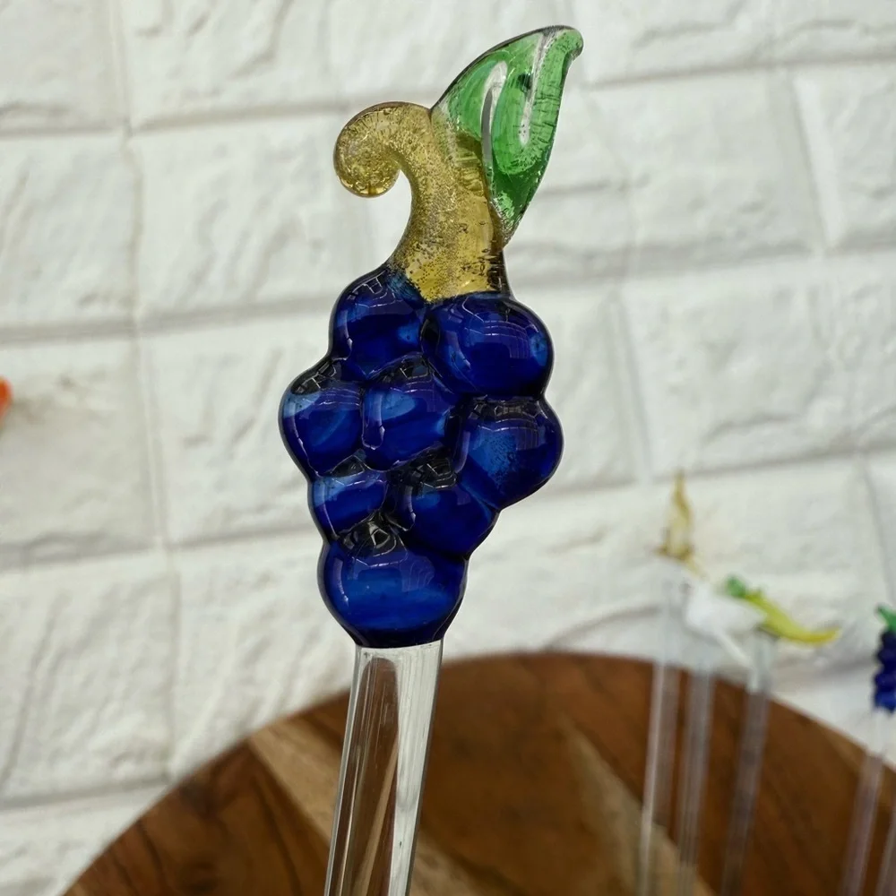 Vintage Lot 7 Blown Glass Cocktail Stir Sticks